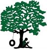 High Meadows School and Camp Logo, tree with tire swing